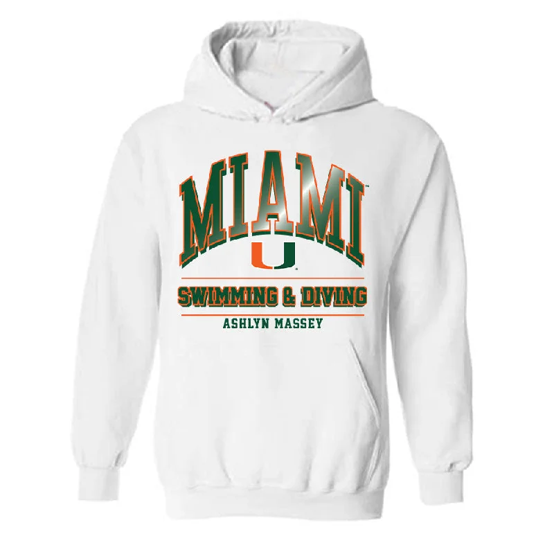 Miami - NCAA Women's Swimming & Diving : Ashlyn Massey - Classic Fashion Shersey Hooded Sweatshirt Hoodie with Ribbed Neckline Snug Warm Miami - NCAA Women's Swimming & Diving : Ashlyn Massey - Classic Fashion Shersey Hooded Sweatshirt Hoodie with Ribbed Neckline Snug Warm