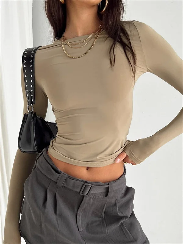 Women Casual Long Sleeve T-Shirts Spring Autumn Solid Slim Fit Pullovers Tees Shirts Female Base Tees Tops Lapel Neck Sweater Women Casual Long Sleeve T-Shirts Spring Autumn Solid Slim Fit Pullovers Tees Shirts Female Base Tees Tops Lapel Neck Sweater