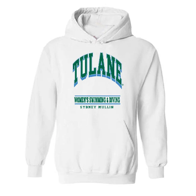 Tulane - NCAA Women's Swimming & Diving : Sydney Mullin - Classic Fashion Shersey Hooded Sweatshirt Hoodie with Mock Neck Collared Structured Tulane - NCAA Women's Swimming & Diving : Sydney Mullin - Classic Fashion Shersey Hooded Sweatshirt Hoodie with Mock Neck Collared Structured