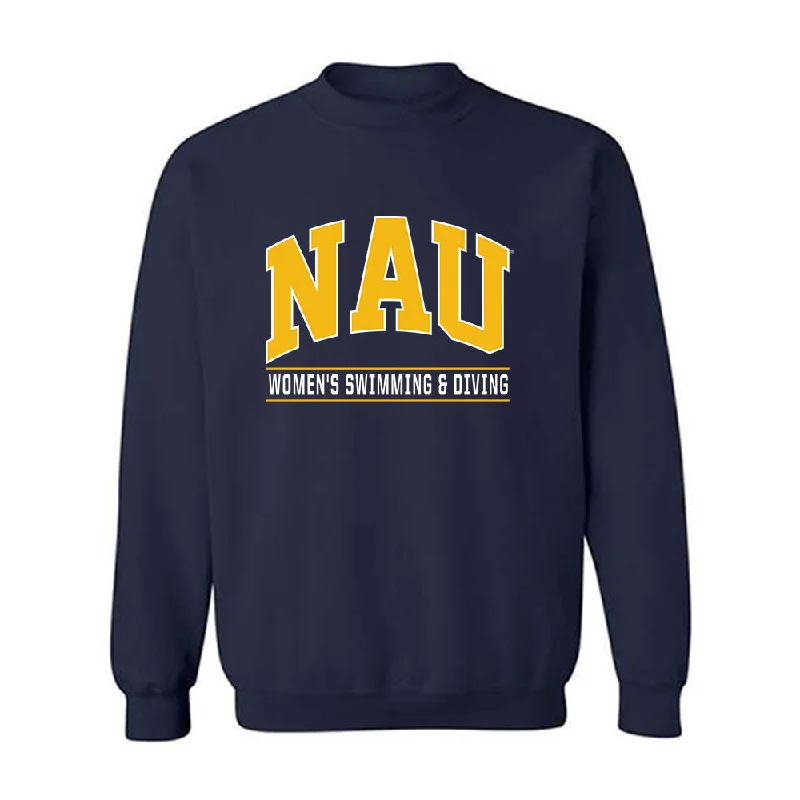 Northern Arizona - NCAA Women's Swimming & Diving : Bena Koehn - Classic Shersey Crewneck Sweatshirt Hoodie with Metallic Shiny Futuristic Northern Arizona - NCAA Women's Swimming & Diving : Bena Koehn - Classic Shersey Crewneck Sweatshirt Hoodie with Metallic Shiny Futuristic