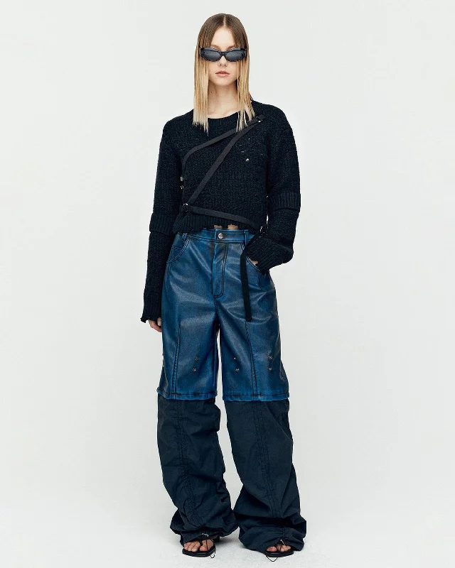 NORA STRAP KNIT PULLOVER atb1196w(BLACK) Turtleneck Warm Pullover