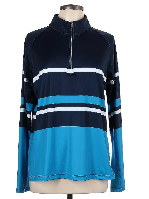 Lady Hagen Navy, White & Blue Color Block Striped Golf Pullover Size L Box Sleeve Comfort Lady Hagen Navy, White & Blue Color Block Striped Golf Pullover Size L Box Sleeve Comfort