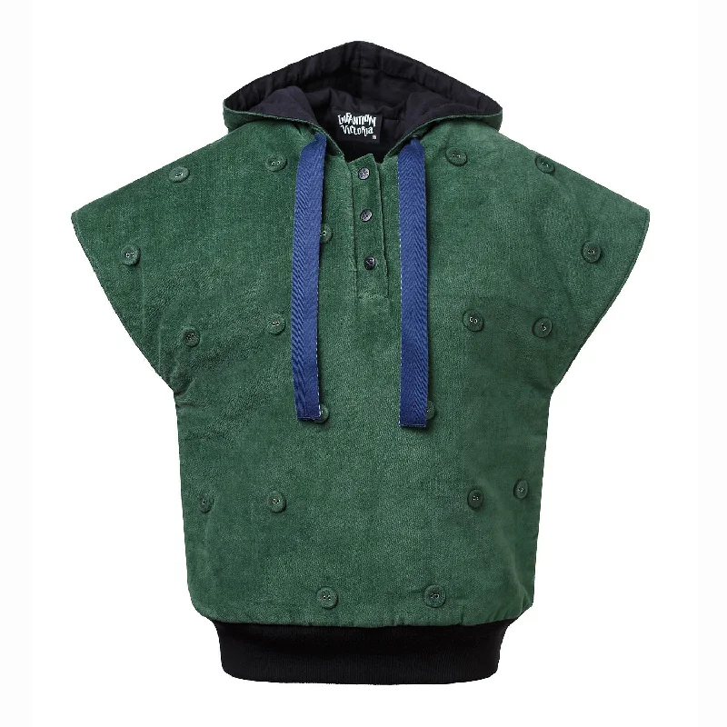 Green Velvet Sleeveless Hoodie with Padding Hoodie with Monochrome Minimalist Simple Green Velvet Sleeveless Hoodie with Padding Hoodie with Monochrome Minimalist Simple