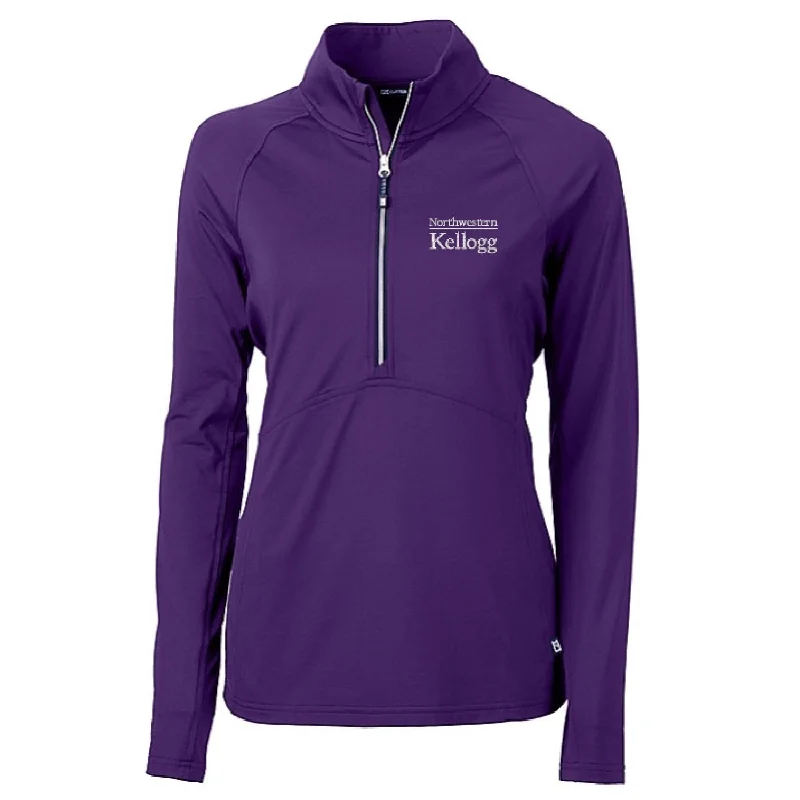 Northwestern Wildcats Women's Cutter & Buck Kellogg Adapt Eco Knit Half-Zip Purple Pullover Button Front Sweater Northwestern Wildcats Women's Cutter & Buck Kellogg Adapt Eco Knit Half-Zip Purple Pullover Button Front Sweater