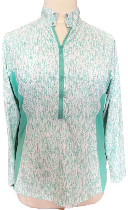 Annika by Cutter & Buck White & Mint Dot Print Half Zip Pullover Size XL MSP$90 Shirred Sleeve Feminine Annika by Cutter & Buck White & Mint Dot Print Half Zip Pullover Size XL MSP$90 Shirred Sleeve Feminine
