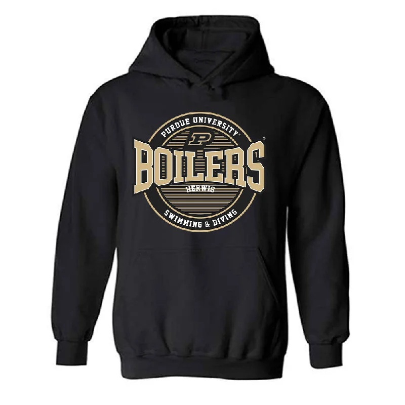 Purdue - NCAA Women's Swimming & Diving : Michaela Herwig - Classic Fashion Shersey Hooded Sweatshirt Hoodie with Emblem Brand Identity Purdue - NCAA Women's Swimming & Diving : Michaela Herwig - Classic Fashion Shersey Hooded Sweatshirt Hoodie with Emblem Brand Identity