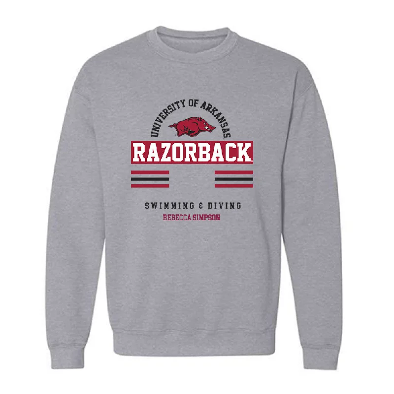 Arkansas - NCAA Women's Swimming & Diving : Rebecca Simpson - Classic Fashion Shersey Crewneck Sweatshirt Hoodie with Patch Decorative Personalized Arkansas - NCAA Women's Swimming & Diving : Rebecca Simpson - Classic Fashion Shersey Crewneck Sweatshirt Hoodie with Patch Decorative Personalized