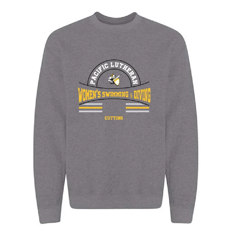 PLU - NCAA Women's Swimming & Diving : Ellie Cutting - Classic Fashion Shersey Crewneck Sweatshirt Hoodie with Frayed Bohemian Relaxed PLU - NCAA Women's Swimming & Diving : Ellie Cutting - Classic Fashion Shersey Crewneck Sweatshirt Hoodie with Frayed Bohemian Relaxed