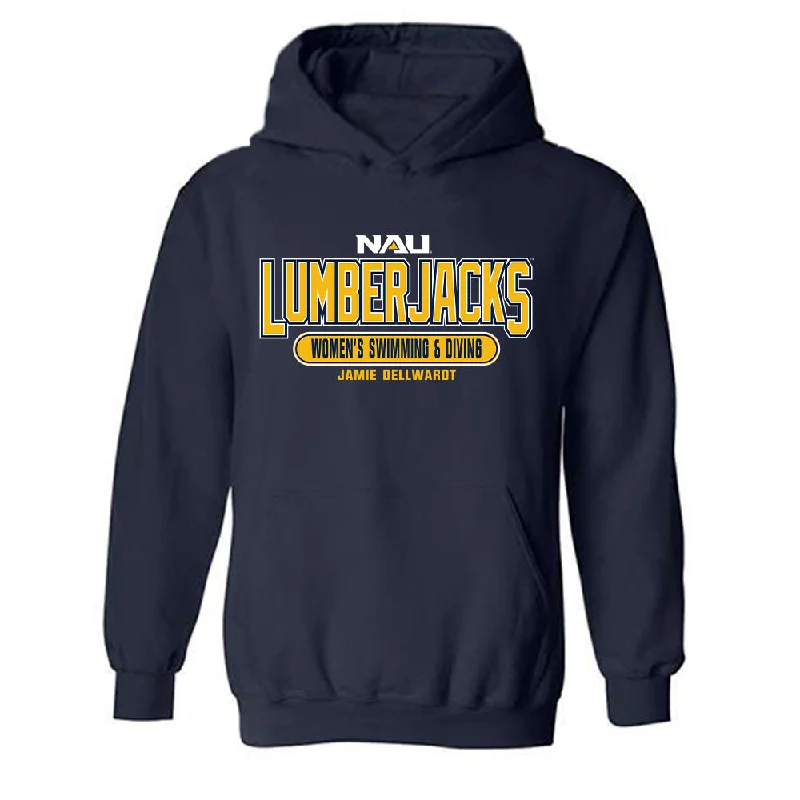 Northern Arizona - NCAA Women's Swimming & Diving : Jamie Dellwardt - Classic Fashion Shersey Hooded Sweatshirt Hoodie with Set-In Sleeves Structured Classic Northern Arizona - NCAA Women's Swimming & Diving : Jamie Dellwardt - Classic Fashion Shersey Hooded Sweatshirt Hoodie with Set-In Sleeves Structured Classic