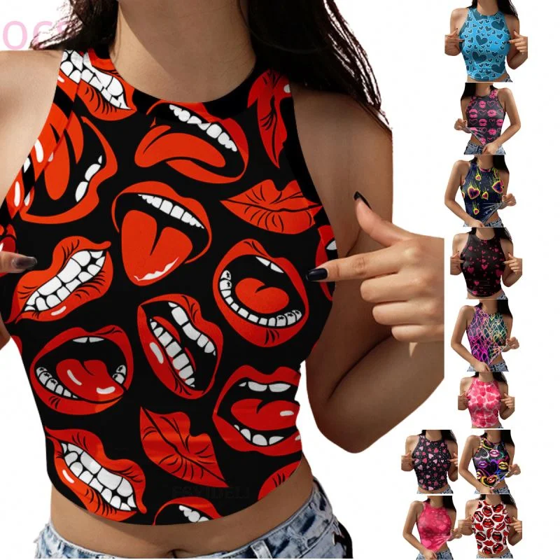 Cheap Summer Girls Y2K Cute Crew Neck Womens Workout Crop Tank Tops Sexy Graphic Print Sleeveless Tank Top Women Vest lime green tank Cheap Summer Girls Y2K Cute Crew Neck Womens Workout Crop Tank Tops Sexy Graphic Print Sleeveless Tank Top Women Vest lime green tank