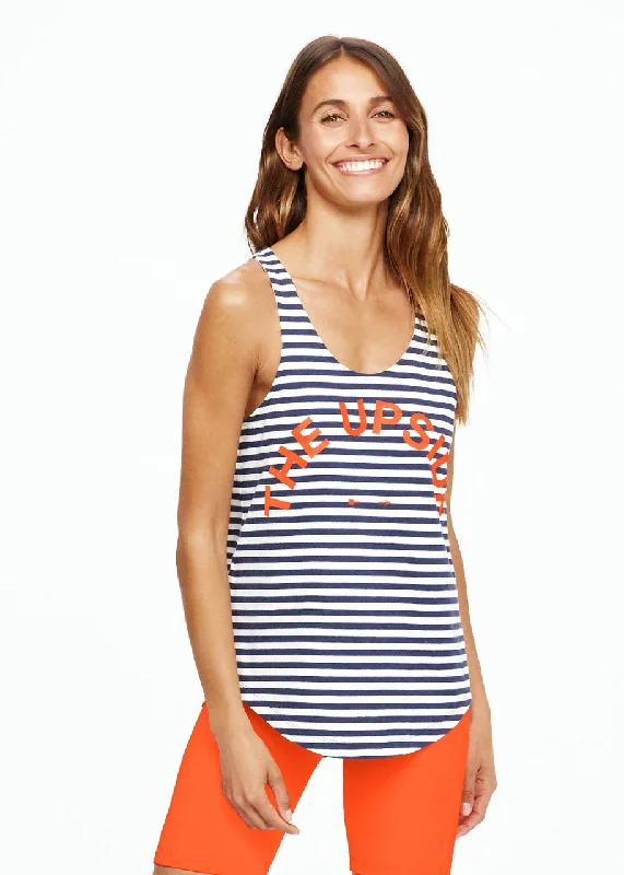 Issy Tank- Navy/White high neck tank