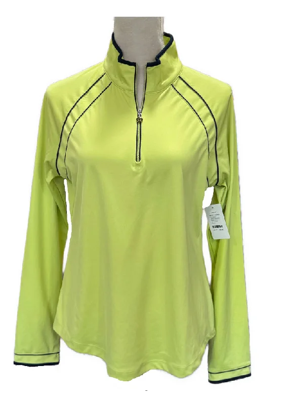 Greg Norman Women's Neon Green Pullover w/ Navy Trim Size M MSP$79 Button Front Sweater Greg Norman Women's Neon Green Pullover w/ Navy Trim Size M MSP$79 Button Front Sweater
