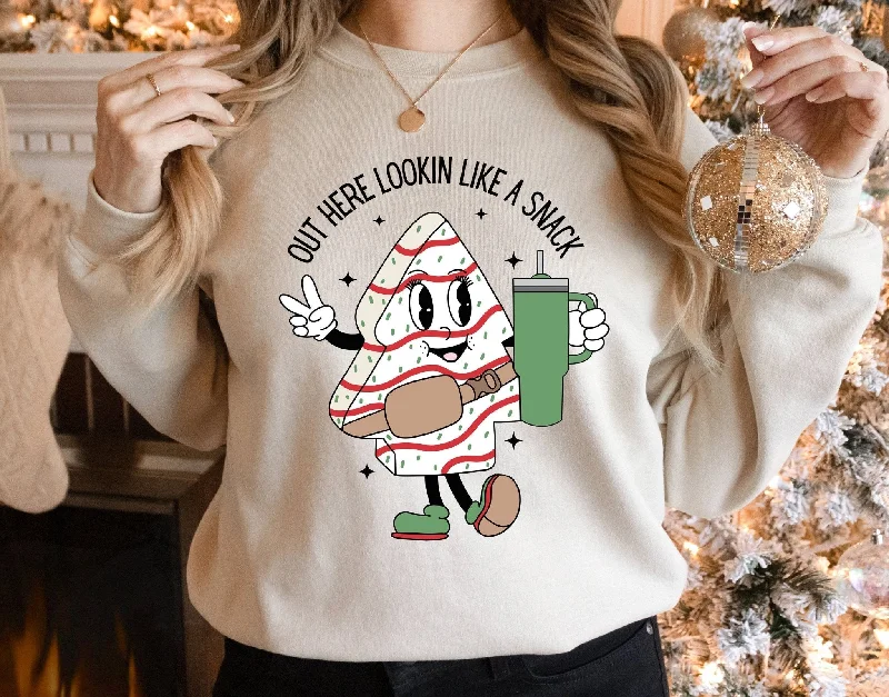 Out Here Looking Like a Snack Funny Christmas Holiday Sweater Herringbone Houndstooth Plaid Out Here Looking Like a Snack Funny Christmas Holiday Sweater Herringbone Houndstooth Plaid