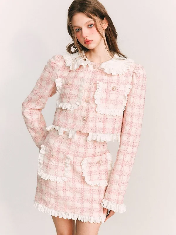 Chaebol Little Daughter Lace Jacket / Half Skirt【s0000000978】 Wool Fabric Cashmere Fabric Tweed Fabric Chaebol Little Daughter Lace Jacket / Half Skirt【s0000000978】 Wool Fabric Cashmere Fabric Tweed Fabric
