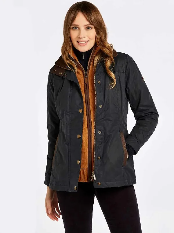 DUBARRY Ladies Mountrath Wax Jacket - Navy Insulated Jacket Fitted Jacket Loose Jacket DUBARRY Ladies Mountrath Wax Jacket - Navy Insulated Jacket Fitted Jacket Loose Jacket