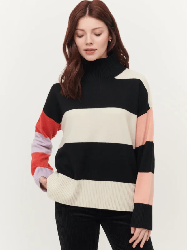 & Isla Sadie Colourblock Black/Multi Stripe Funnel Cashmere Jumper IF3C-041 Herringbone Houndstooth Plaid & Isla Sadie Colourblock Black/Multi Stripe Funnel Cashmere Jumper IF3C-041 Herringbone Houndstooth Plaid