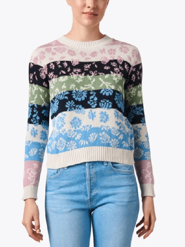 Weekend By Max Mara FLERES Multi Floral Stripe Sweater 2415361191600 Col 001 Chenille Brocade Lace Weekend By Max Mara FLERES Multi Floral Stripe Sweater 2415361191600 Col 001 Chenille Brocade Lace
