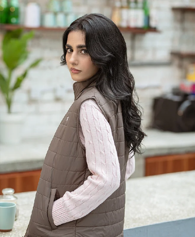 Bronze Sleeveless Puffer Jacket (Women) Tailored Jacket Straight Jacket A-Line Jacket Bronze Sleeveless Puffer Jacket (Women) Tailored Jacket Straight Jacket A-Line Jacket