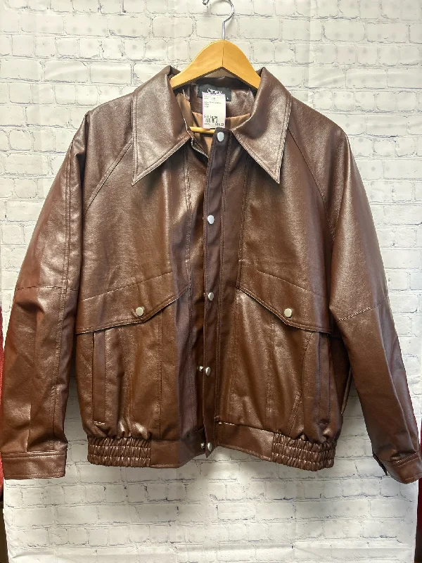 Size Large Ladies Brown Leather Jacket Collared Jacket Crew Neck Jacket Turtle Neck Jacket Size Large Ladies Brown Leather Jacket Collared Jacket Crew Neck Jacket Turtle Neck Jacket