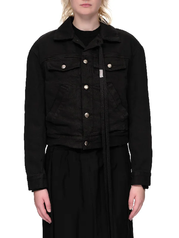 Marthe Denim Jacket (B0010180-FA038-099-BLACK) Zippered Front Buttoned Front Snap Front Marthe Denim Jacket (B0010180-FA038-099-BLACK) Zippered Front Buttoned Front Snap Front