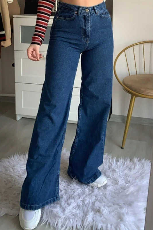 Mellon Dark Blue High Waist Wide Leg Lycra Soft Denim Trousers Skinny Trousers Denim Stretchy Mellon Dark Blue High Waist Wide Leg Lycra Soft Denim Trousers Skinny Trousers Denim Stretchy