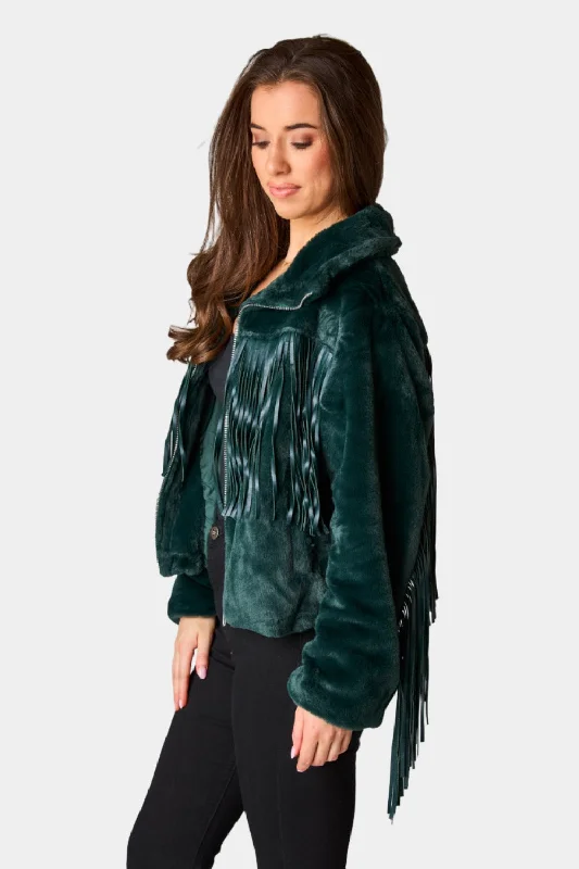 Skylar Fringe Faux Fur Jacket - Jade Herringbone Jacket Houndstooth Jacket Plaid Jacket Skylar Fringe Faux Fur Jacket - Jade Herringbone Jacket Houndstooth Jacket Plaid Jacket