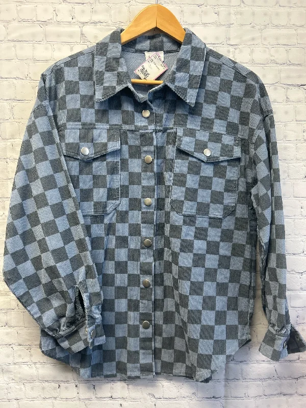 Size Small Ladies Blue Checked Jacket Notch Collar Jacket Peter Pan Collar Jacket Cowl Neck Jacket Size Small Ladies Blue Checked Jacket Notch Collar Jacket Peter Pan Collar Jacket Cowl Neck Jacket