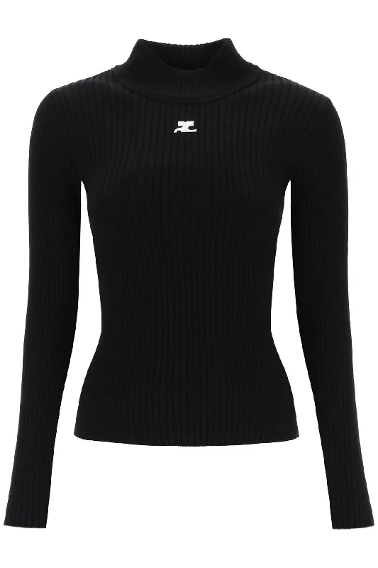 Re-edition Ribbed Funnel-neck Sweater - Black Hooded Sweater Collared Sweater Shawl Collar Re-edition Ribbed Funnel-neck Sweater - Black Hooded Sweater Collared Sweater Shawl Collar