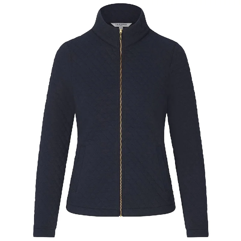Landway Women's Navy Seneca Quilted Full-Zip Sweater Faux Fur Fabric Real Fur Fabric Shearling Fabric Landway Women's Navy Seneca Quilted Full-Zip Sweater Faux Fur Fabric Real Fur Fabric Shearling Fabric