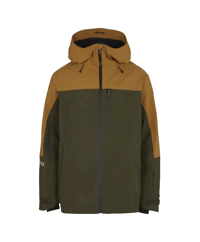 Men's GTX Psycho Snow Jacket - Rich Caramel Colour Block Boat Neck Shawl Collar Notched Collar Men's GTX Psycho Snow Jacket - Rich Caramel Colour Block Boat Neck Shawl Collar Notched Collar