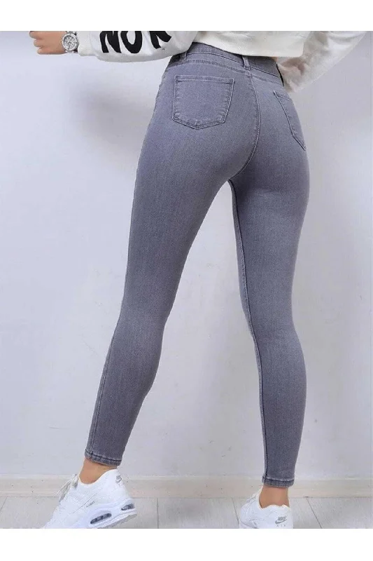 Ngbutika Super Skinny Colorfast Lycra Gray Jeans Trousers Trousers versatile functional Ngbutika Super Skinny Colorfast Lycra Gray Jeans Trousers Trousers versatile functional