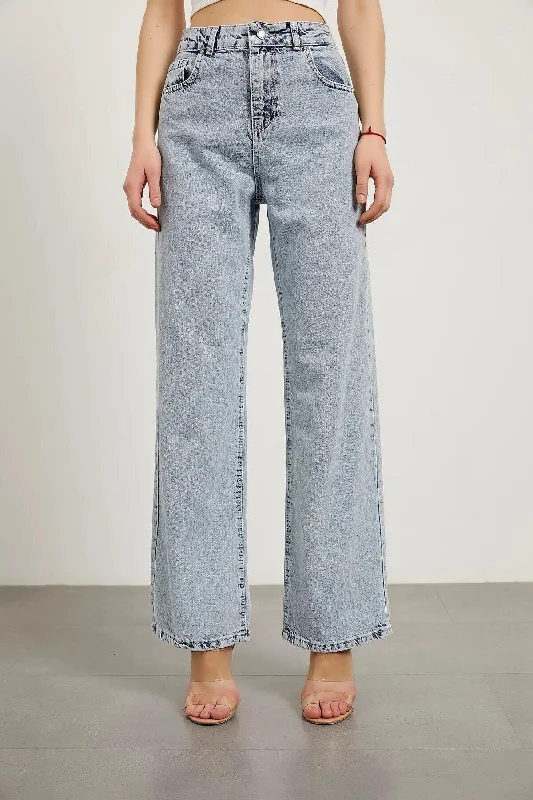 Women's Halsey Blue Snow Wash High Waist Wide Leg Denim Jeans- Loose Trousers Trousers cozy soft Women's Halsey Blue Snow Wash High Waist Wide Leg Denim Jeans- Loose Trousers Trousers cozy soft