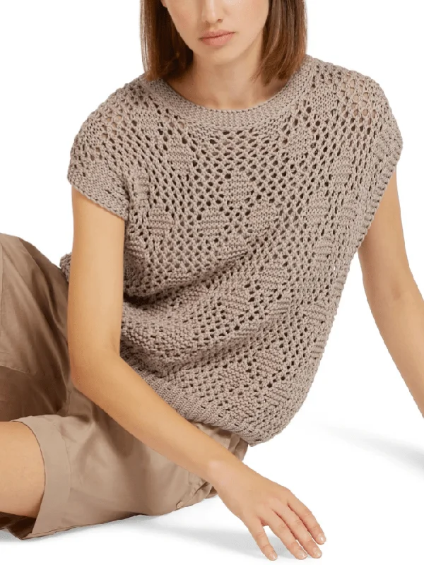 Marc Cain Collections Soft Taupe Sleeveless Jumper UC 61.05 M23 COL 615 Chenille Blend Fleece Blend Nylon Blend Marc Cain Collections Soft Taupe Sleeveless Jumper UC 61.05 M23 COL 615 Chenille Blend Fleece Blend Nylon Blend