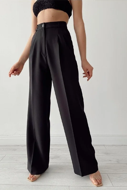 Love Power Women's Black Pleated High Waist Wide Leg Loose Trousers Palazzo Trousers luxurious high-end Love Power Women's Black Pleated High Waist Wide Leg Loose Trousers Palazzo Trousers luxurious high-end