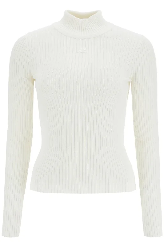 Re-edition Ribbed Funnel-neck Sweater - White Jersey Fabric Tulle Fabric Batik Fabric Re-edition Ribbed Funnel-neck Sweater - White Jersey Fabric Tulle Fabric Batik Fabric