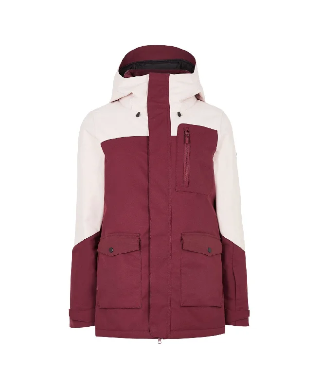 Women's Utility Snow Jacket - Windsor Wine Colour Block Front Pockets Side Pockets Patch Pockets Women's Utility Snow Jacket - Windsor Wine Colour Block Front Pockets Side Pockets Patch Pockets
