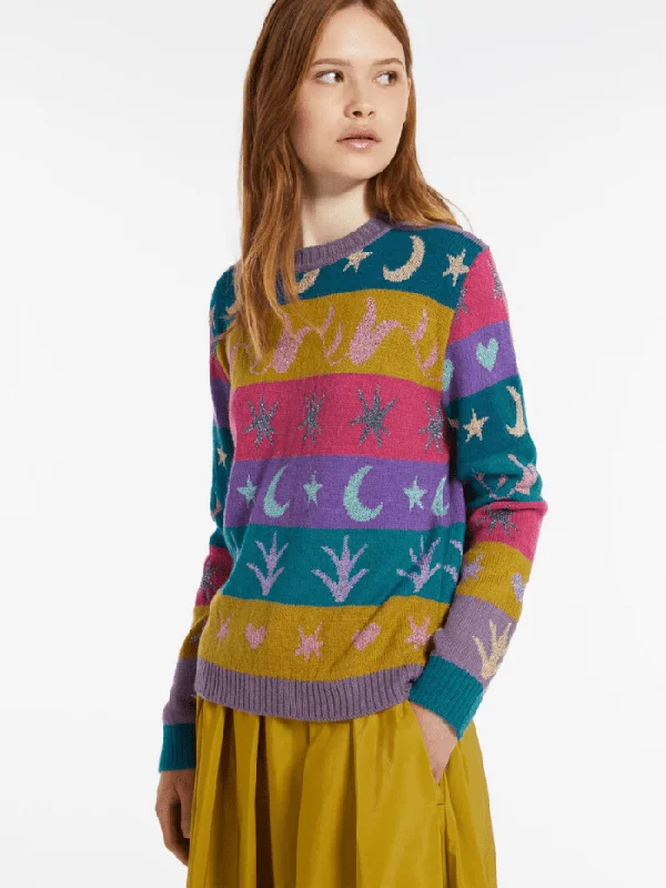 Weekend By Max Mara CERTOSA Jacquard Knit Sweater In Multi 2415361101600 Col 001 Mesh Sweater Canvas Denim Weekend By Max Mara CERTOSA Jacquard Knit Sweater In Multi 2415361101600 Col 001 Mesh Sweater Canvas Denim