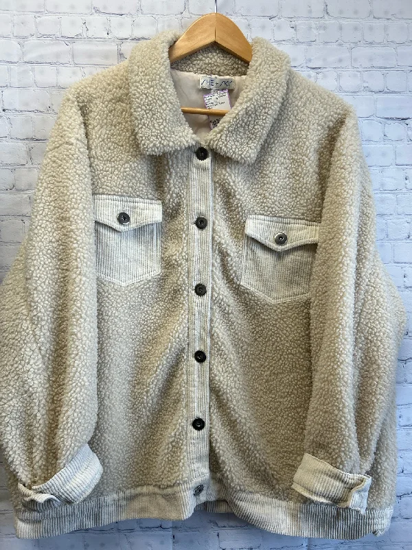 Size 2X Ladies Cream Sherpa She + Sky Jacket Front Pockets Side Pockets Patch Pockets Size 2X Ladies Cream Sherpa She + Sky Jacket Front Pockets Side Pockets Patch Pockets