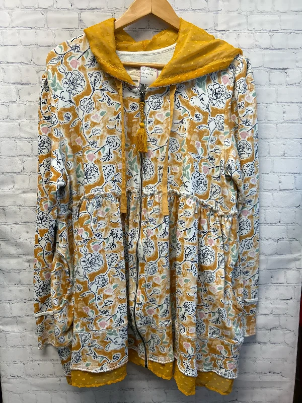Size 2X Ladies Yellow Floral Jacket One-Shoulder Jacket Off-the-Shoulder Jacket Asymmetrical Jacket Size 2X Ladies Yellow Floral Jacket One-Shoulder Jacket Off-the-Shoulder Jacket Asymmetrical Jacket
