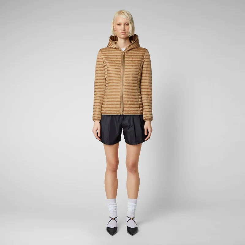 Women's Alexis Hooded Puffer Jacket in Biscuit Beige Print Jacket Jacquard Jacket Embroidered Jacket Women's Alexis Hooded Puffer Jacket in Biscuit Beige Print Jacket Jacquard Jacket Embroidered Jacket