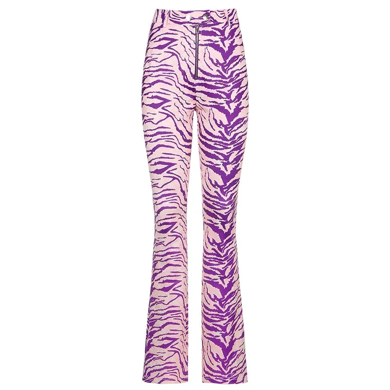 Rapcopter Zebra Printed Pants Y2K Full Length Purple Trousers High Waist Zipper Cargo Pants Animal Women Party Outfits Clubwear Trousers fashionable trendy Rapcopter Zebra Printed Pants Y2K Full Length Purple Trousers High Waist Zipper Cargo Pants Animal Women Party Outfits Clubwear Trousers fashionable trendy