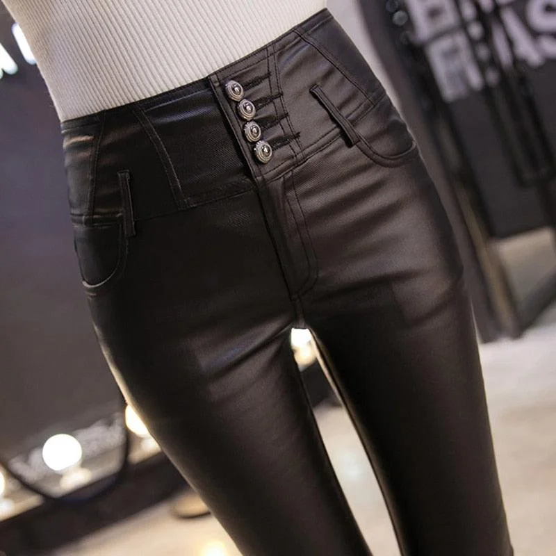 LANFUBEISI Winter Warm Women Pants Dropshipping Female PU Leather Velvet Trousers Elastic Pencil Skinny pants Women's Tight pants Trousers Hiking Durable LANFUBEISI Winter Warm Women Pants Dropshipping Female PU Leather Velvet Trousers Elastic Pencil Skinny pants Women's Tight pants Trousers Hiking Durable