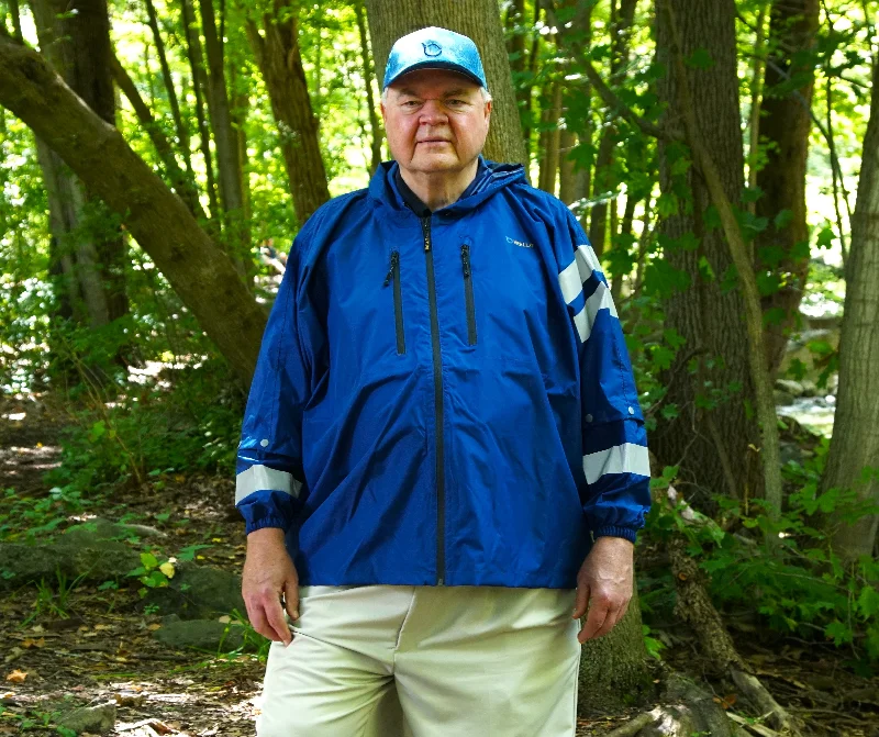 Brella 2020 Light Blue Unisex Hybrid Rain Jacket w/ Reflective Body and Sleeve Strips Embroidered Jacket Appliqued Jacket Beaded Jacket Brella 2020 Light Blue Unisex Hybrid Rain Jacket w/ Reflective Body and Sleeve Strips Embroidered Jacket Appliqued Jacket Beaded Jacket
