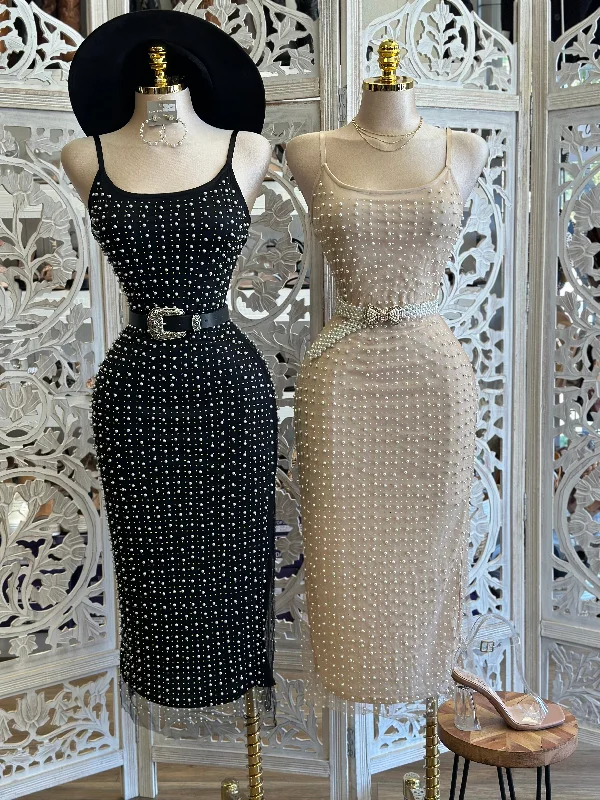 Mesh Pearl Cami  Dress - Estira, Stretchy