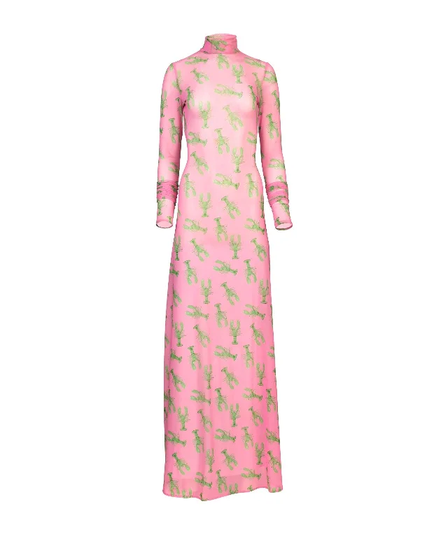 Pink Green Lobster Mesh Dress