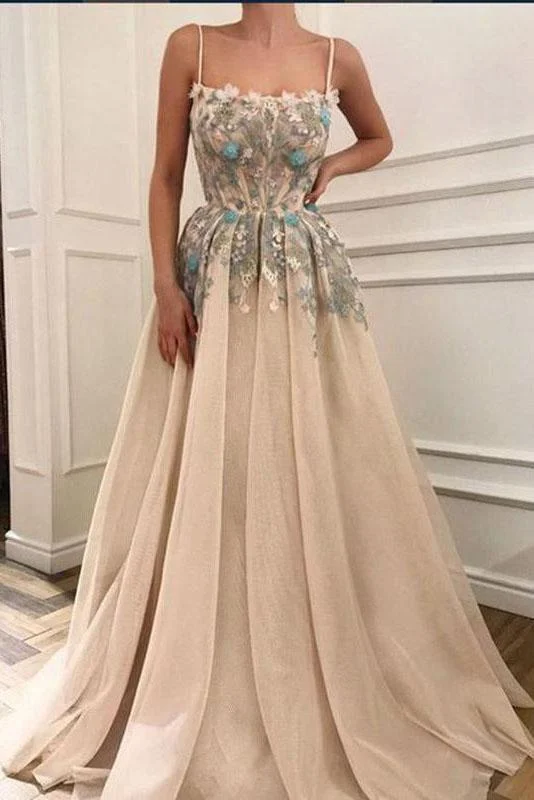 Elegant A Line Spaghetti Straps Sleeveless Appliques Prom Dresses Dance Dresses WK723 Elegant A Line Spaghetti Straps Sleeveless Appliques Prom Dresses Dance Dresses WK723