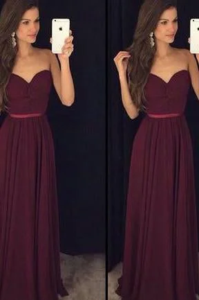 Vestido de Festa Burgundy Simple Chiffon Long Prom Dresses Sweetheart Prom Dresses WK756 Vestido de Festa Burgundy Simple Chiffon Long Prom Dresses Sweetheart Prom Dresses WK756