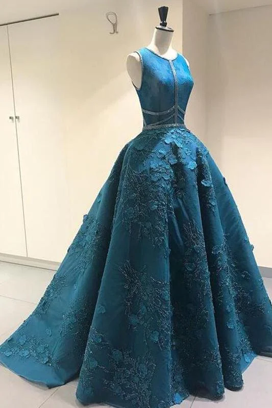 Vintage Lace Appliques Ball Gown Scoop Long Open Back with Pockets Prom Dresses WK111 Vintage Lace Appliques Ball Gown Scoop Long Open Back with Pockets Prom Dresses WK111