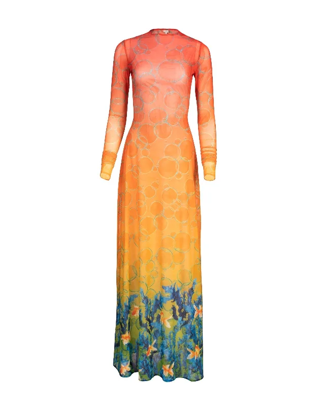 Multicolor Bubble Seaweed Mesh Dress