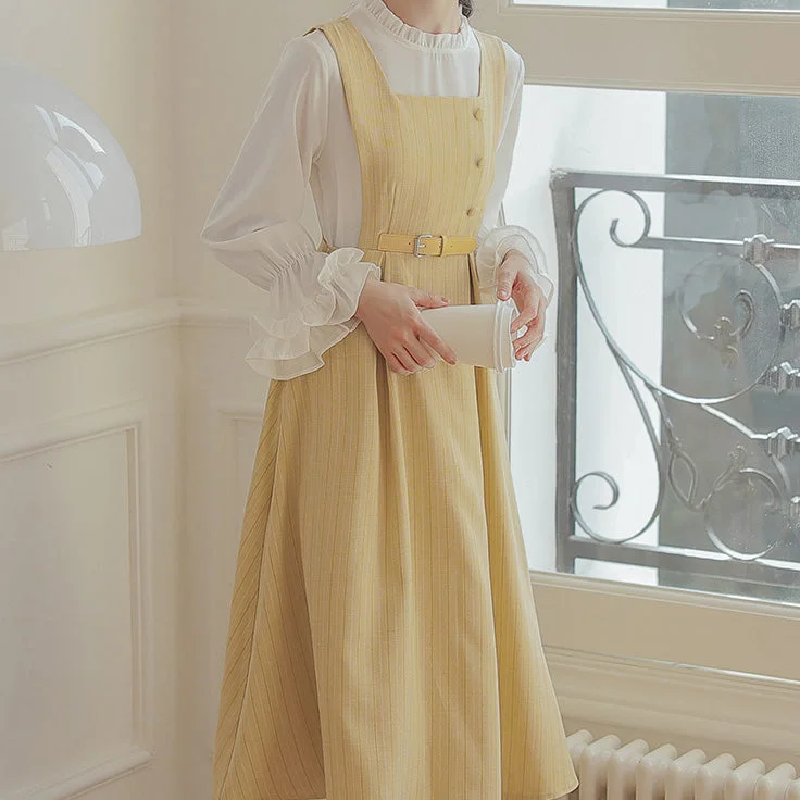 Pastel Stripe Pinafore Dress (4 Colors)